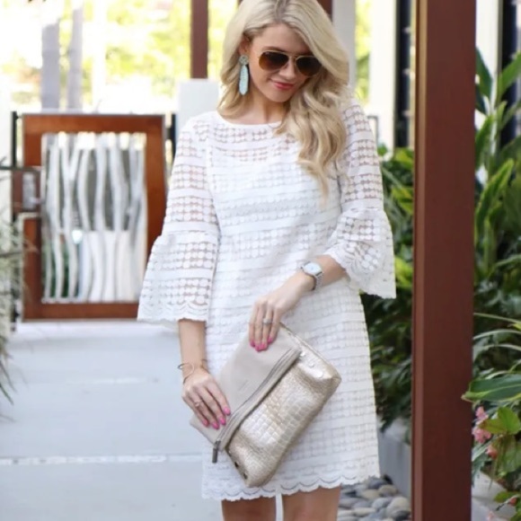 Trina Turk Bell Sleeves Loomis White Dress